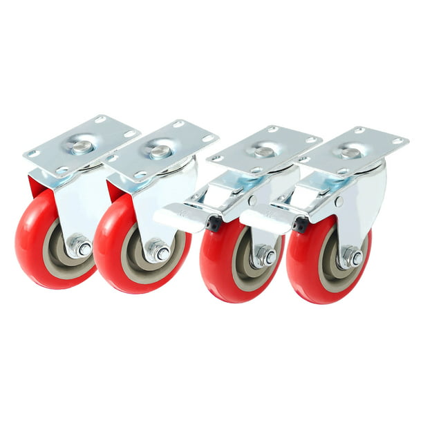 Color : C, Size : 2inch MEEY Caster 4 Pack 2 Inch Heavy Duty Fixed Stainless Steel No Brake with Brakes Castor Universal Wheel Quiet Scroll Replacement. 